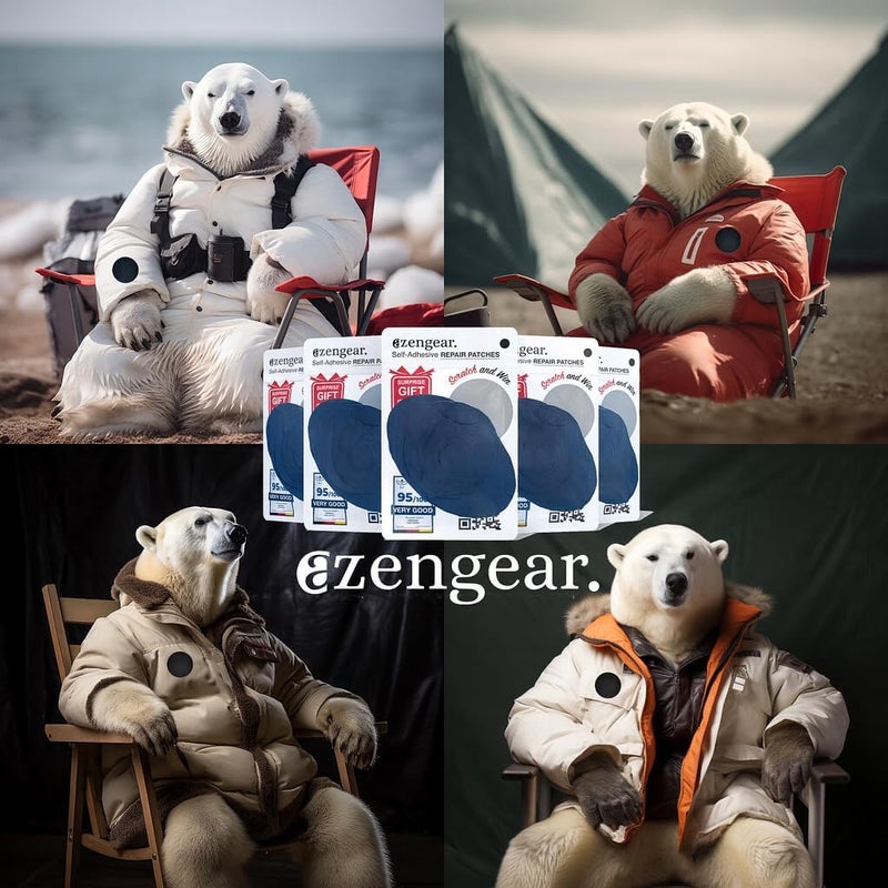 aZengear Repair Patches - Waterproof, Self-Adhesive, Tear-Cold-Heat-Resistant Polyester Fabric to Fix Down Jacket, Puffer, Snowsuit, Shoe, Tent, PVC, Clothing, Upholstery (Navy Blue) - Image 5